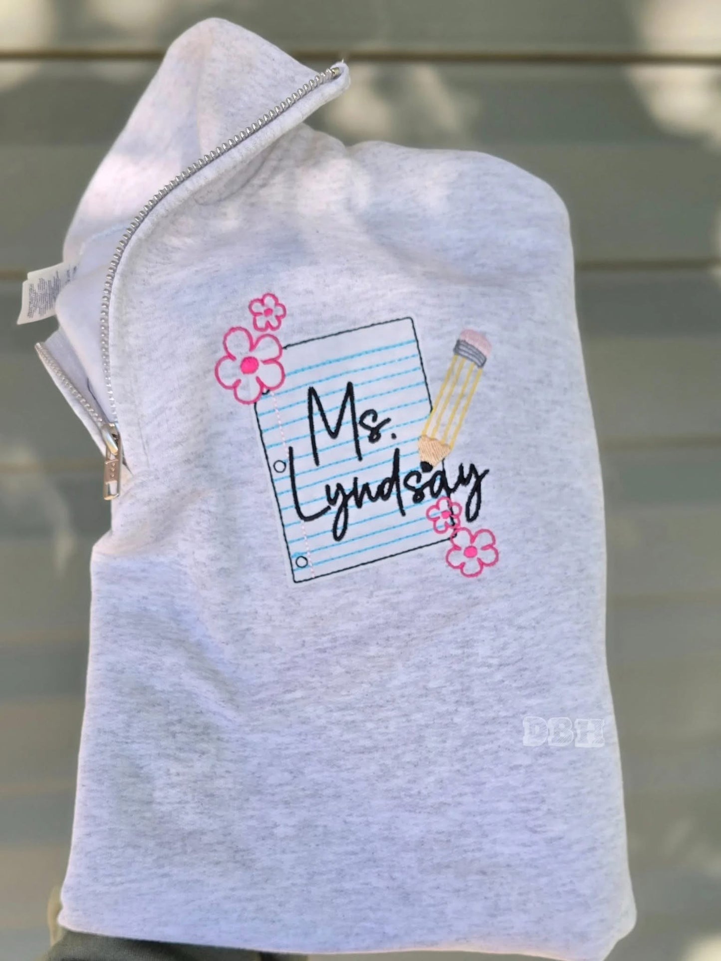 Custom Notebook Embroidered Quarter Zip Crewneck