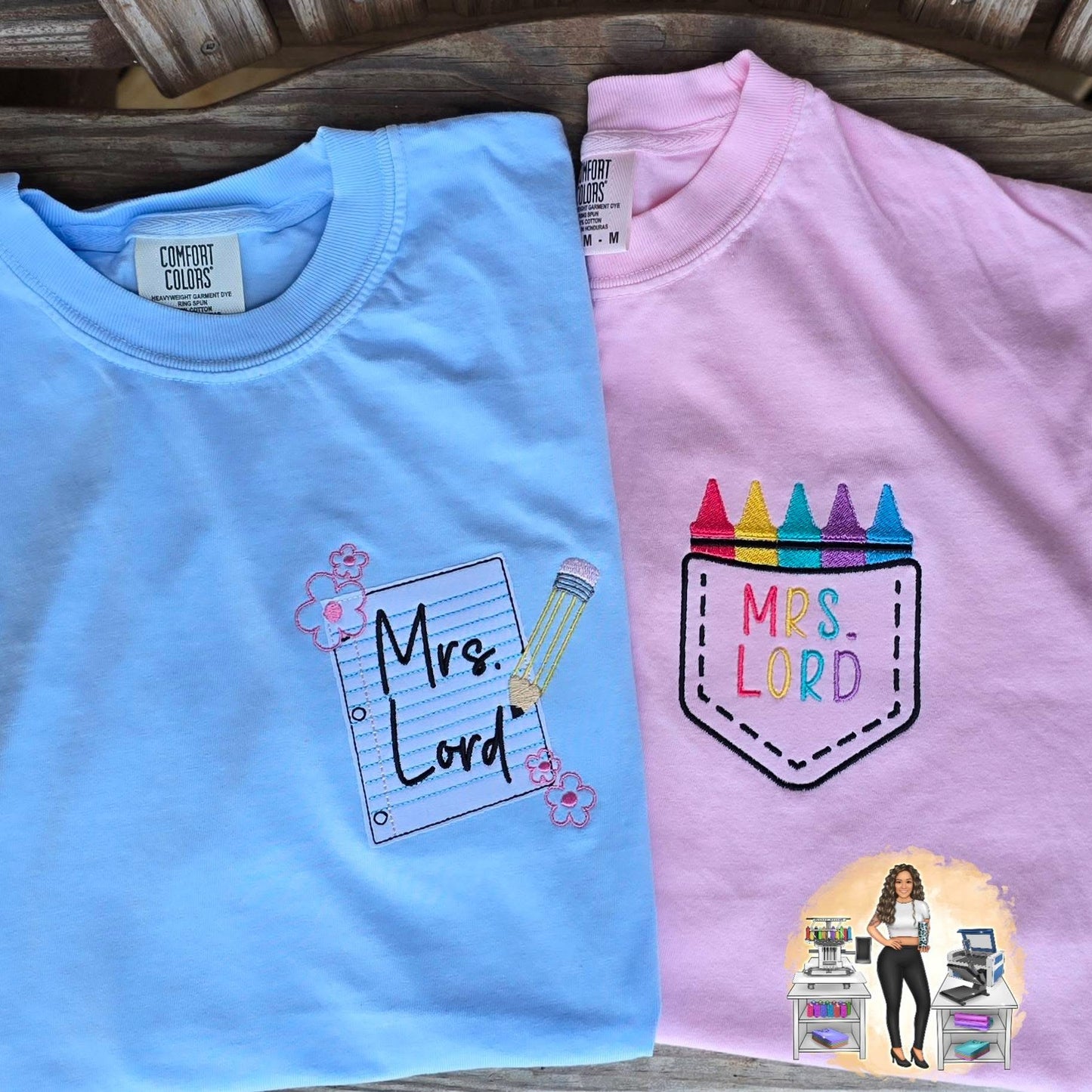 Custom Crayons Embroidered Tshirt