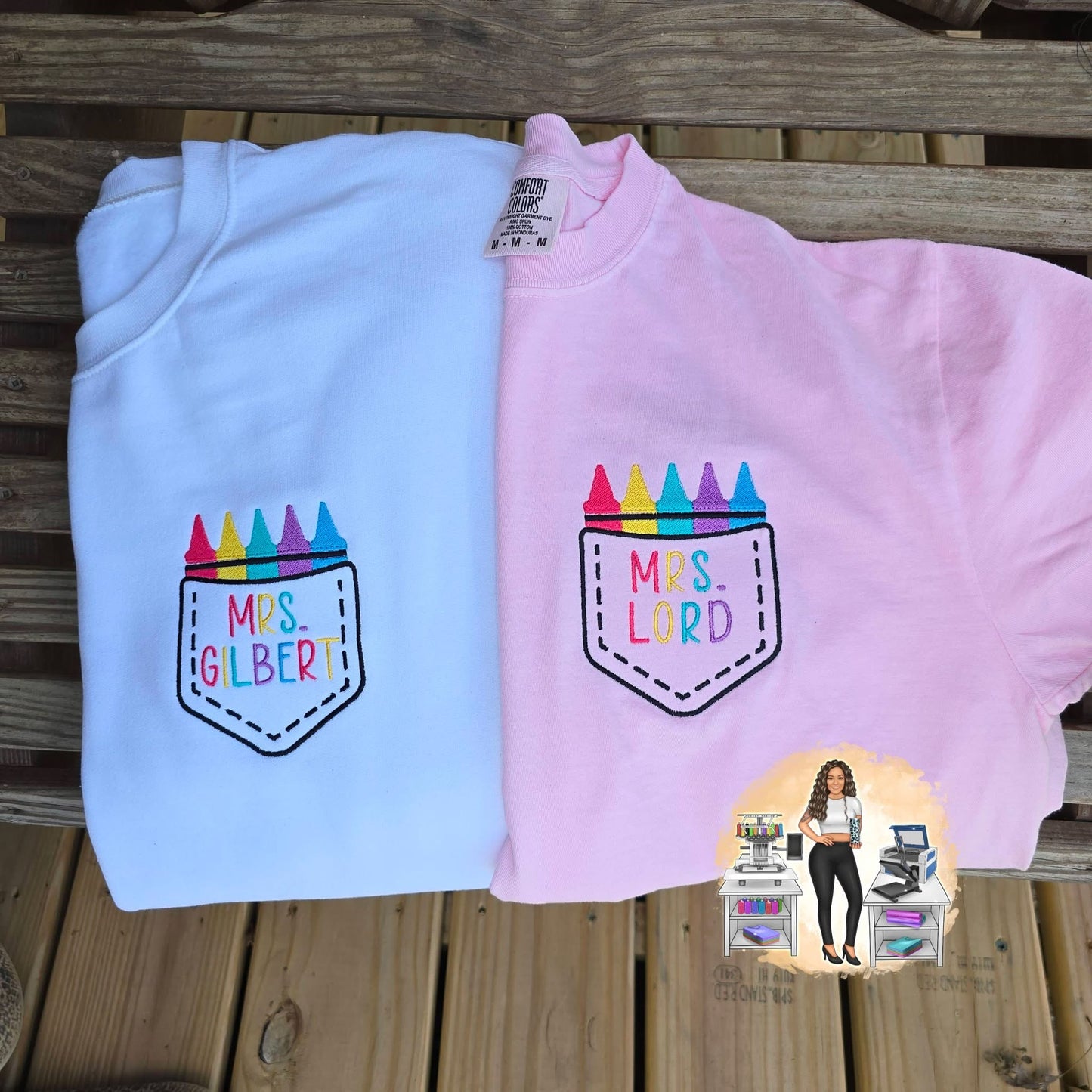 Custom Crayons Embroidered Tshirt