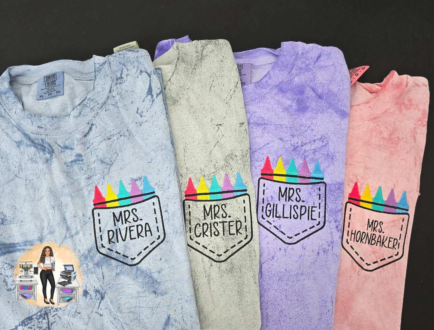 Custom Crayons Embroidered Tshirt
