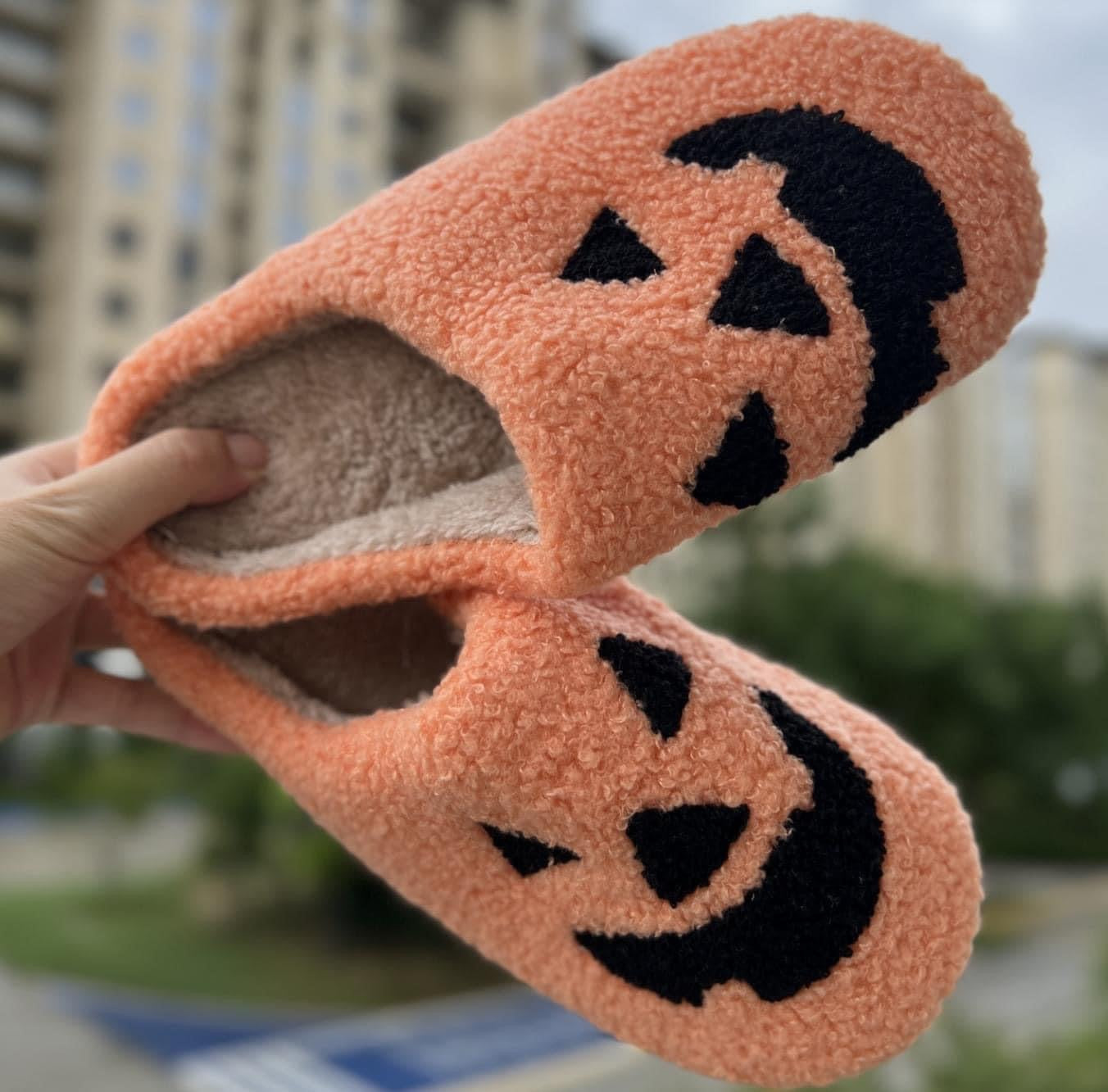 Pumpkin Face Slippers