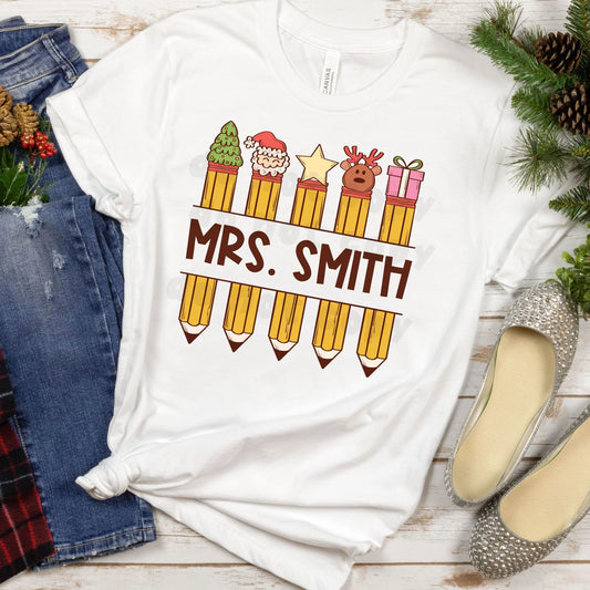 CUSTOM Christmas Pencils Tee