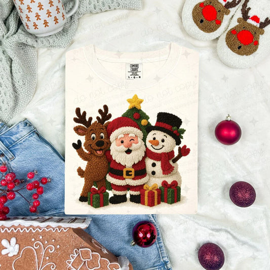 Santa and Friends Faux Yarn Tee