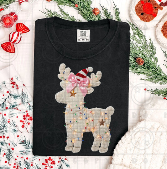 Light Up Reindeer Faux Yarn Tee