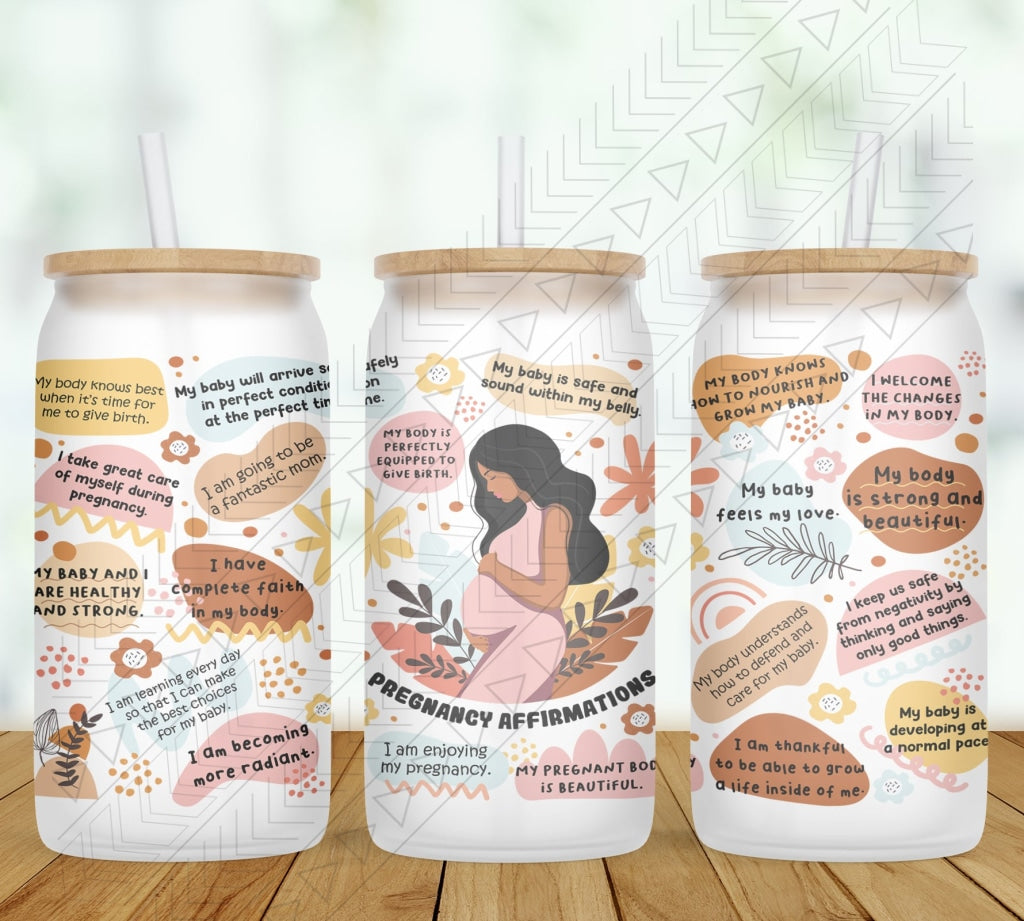 Custom Pregnancy Affirmations Frosted Glass / A 1 Glass Can