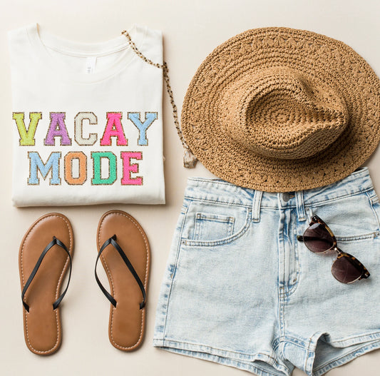 Vacay Mode Faux Chenille Patch Tee