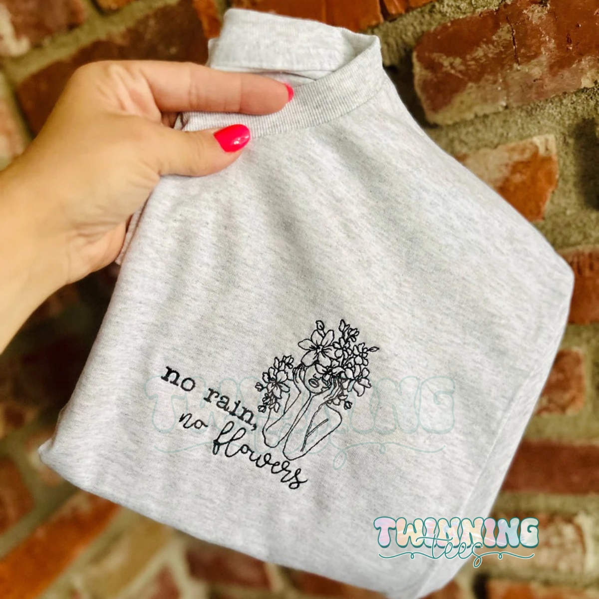 No Rain, No Flowers Embroidered Tee