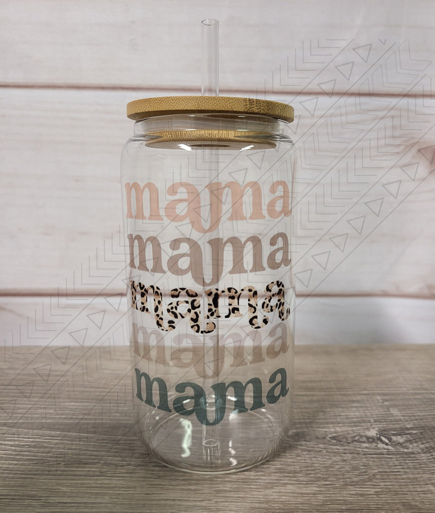 Mama Repeat Clear Glass Glass Can